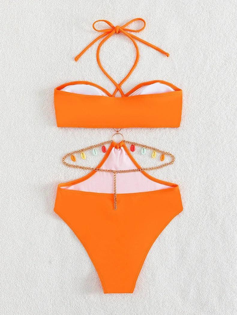 Eleganta Orange Metall Snäckbadkläder - WIQ