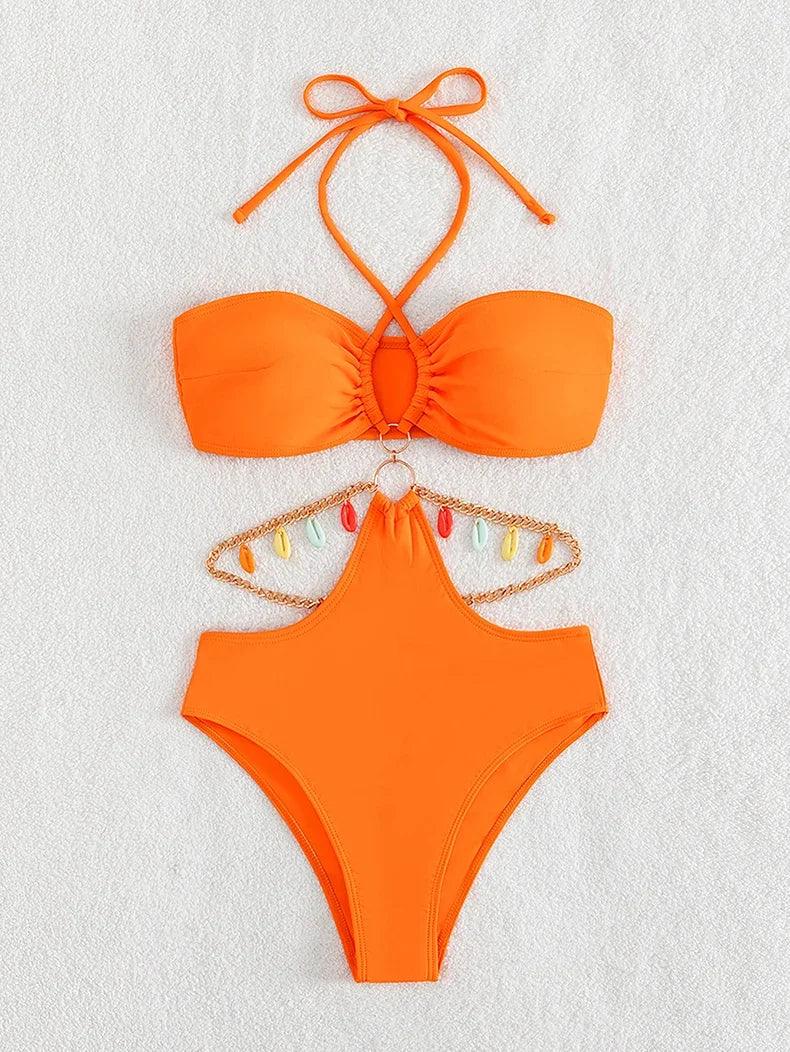 Eleganta Orange Metall Snäckbadkläder - WIQ