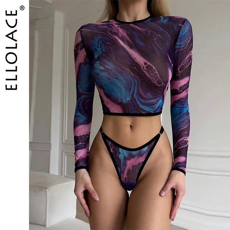 Ellolace Tie Dye Långärmad Underklädesuppsättning - WIQ