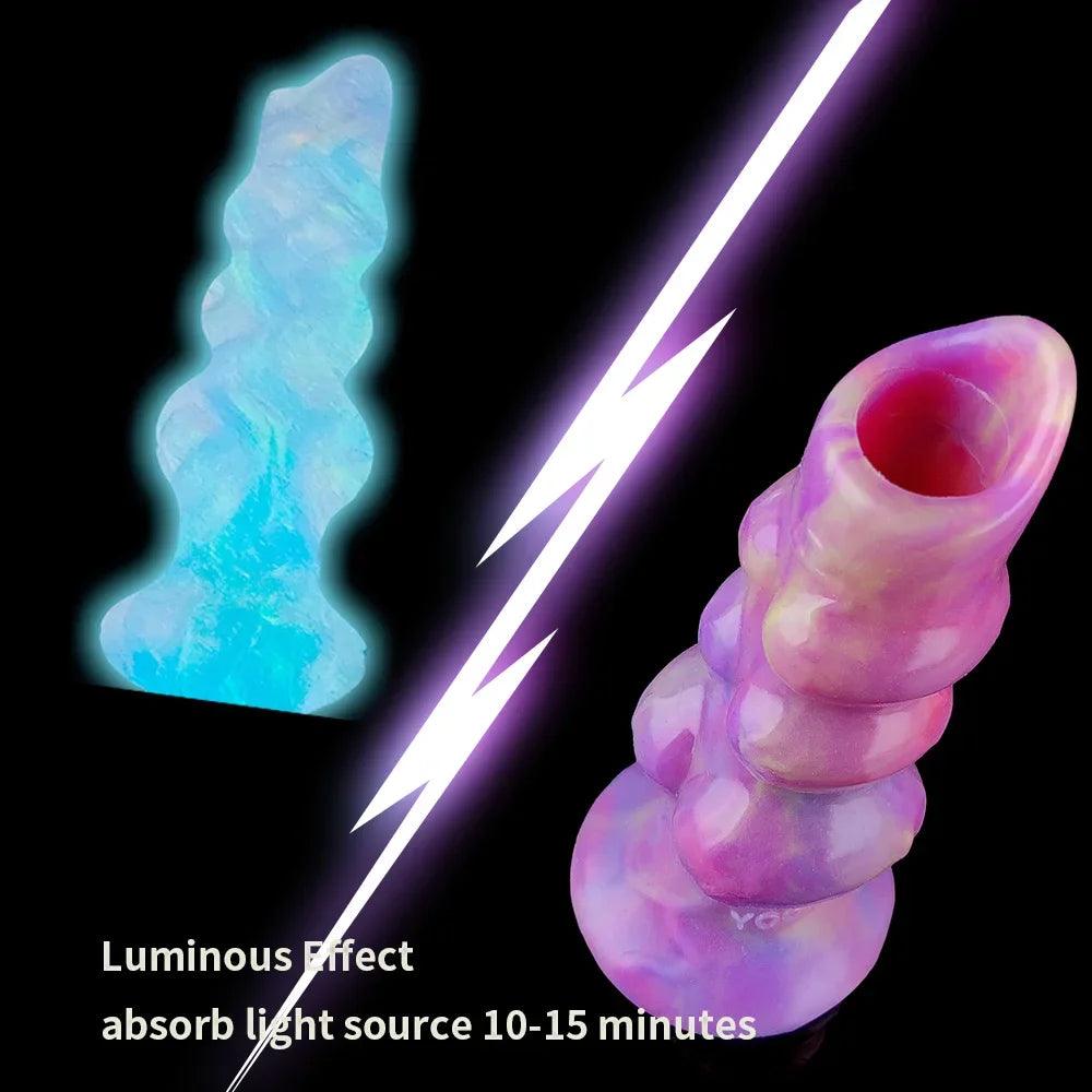 Fantasi Ägg Knut Djur Dildo Silikon Analplugg Luminöst - Uppblåsbar Ovipositor - WIQ