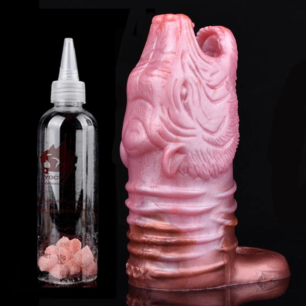 Fantasy Drakdildo Manschett med Anti-drop Ring - Silikon sexleksak - WIQ