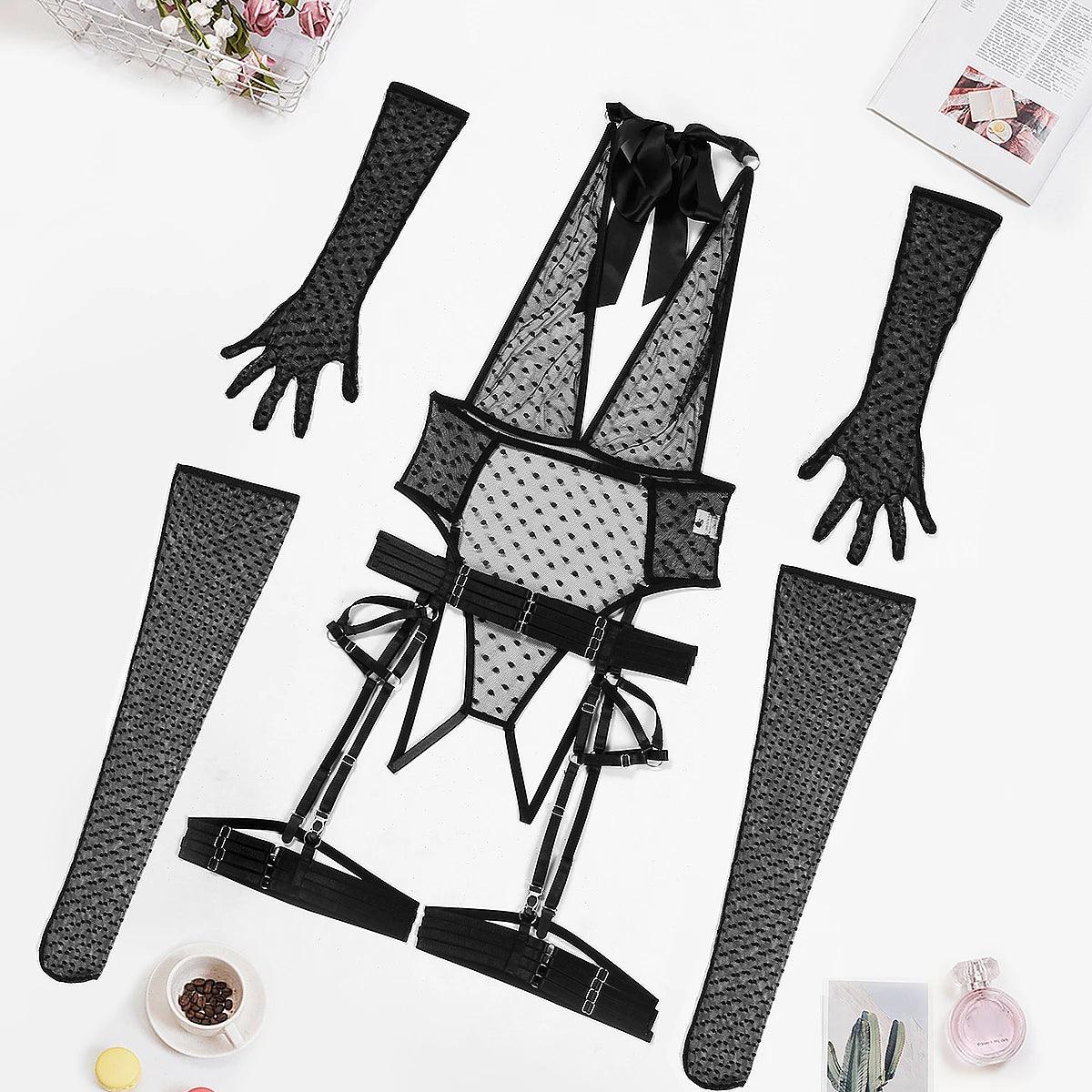 Förtrollande Polka Dot Bodysuit Set med Handskar Strumpbyxor
Kvinnlig Polka Dot Bodysuit Set med Handskar Strumpor - WIQ