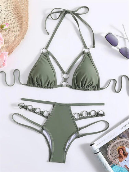 Grön Halterneck Bikini Set - Stilrent Strandplagg - WIQ