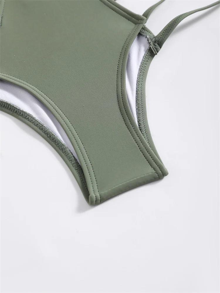 Grön Halterneck Bikini Set - Stilrent Strandplagg - WIQ