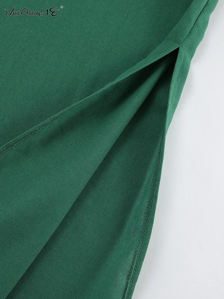 Grön Splitklänning - Semesterstil - WIQ