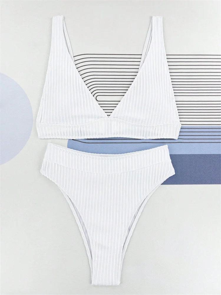 Halter Bikini Set med High Cut Design & Hög Midja - WIQ