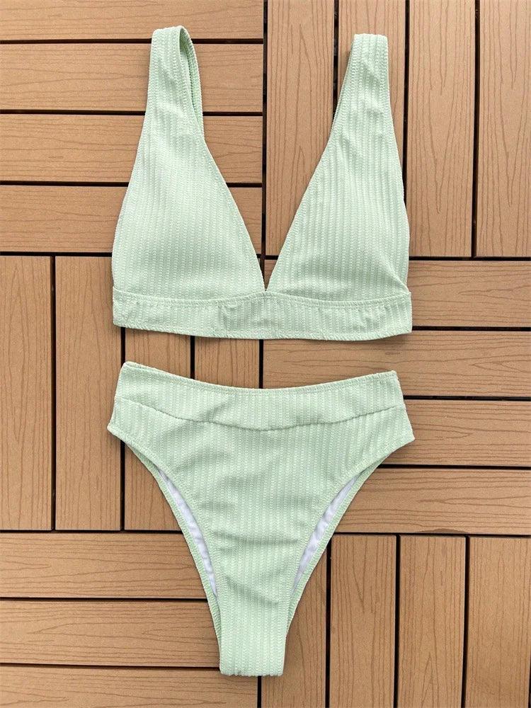 Halter Bikini Set med High Cut Design & Hög Midja - WIQ