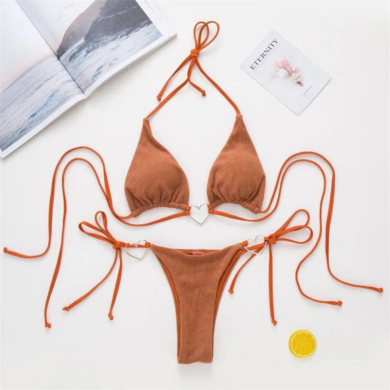 Hjärtformad Strand Bikini Set med Förförisk Design - WIQ