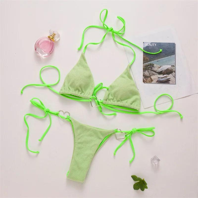 Hjärtformad Strand Bikini Set med Förförisk Design - WIQ