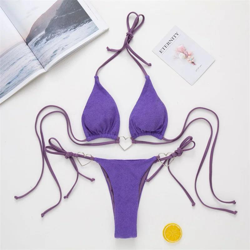 Hjärtformad Strand Bikini Set med Förförisk Design - WIQ