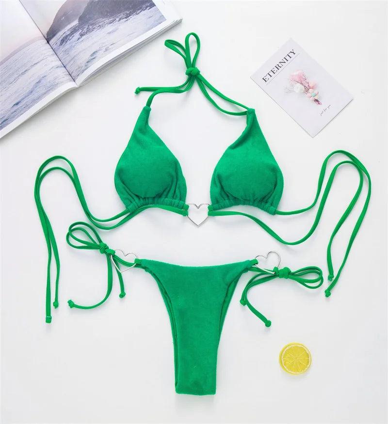 Hjärtformad Strand Bikini Set med Förförisk Design - WIQ