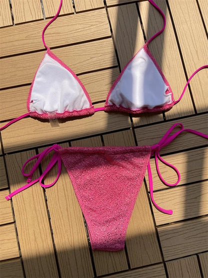 Högskuren Cross Bandage Bikini Set för Stranden - WIQ