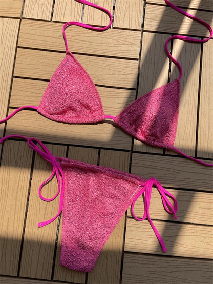 Högskuren Cross Bandage Bikini Set för Stranden - WIQ