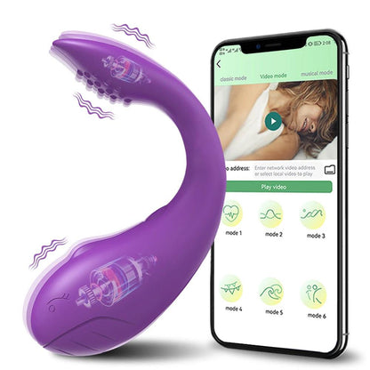 Innovativ Silikonvibrator med Dubbel Stimulans och App-Kontroll - WIQ