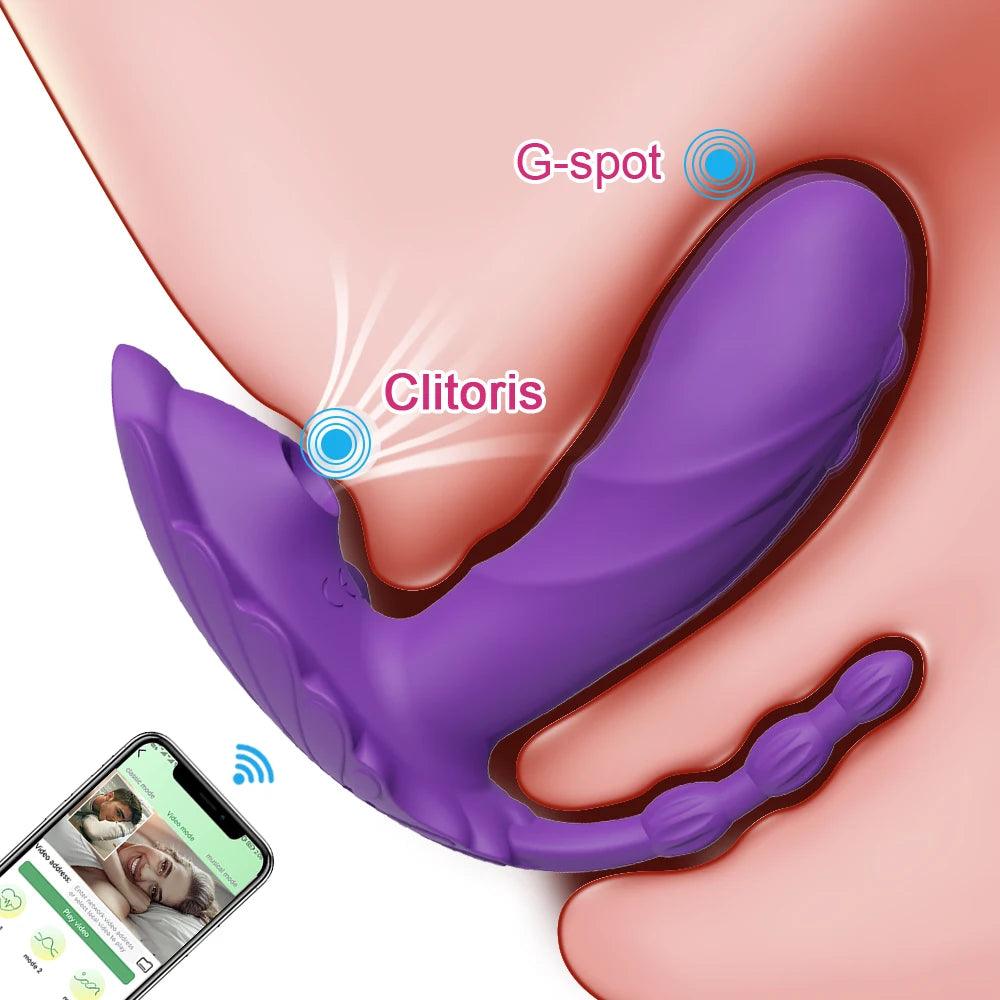 Intim Nöje: 3-i-1 Trådlös Vibrator för Kvinnor - G Punkt Dildo, Klitorisstimulator - WIQ
