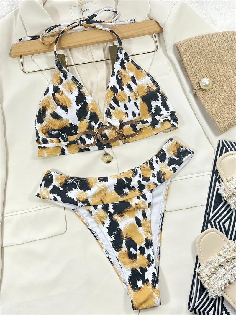 Leopardmönster Bikini Set för Stilmedvetna Stranddagar - WIQ