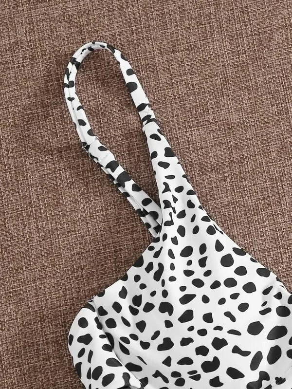 Leopardmönstrad Bikini med Hög Midja och Underwire - WIQ