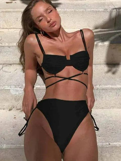 Lockande Triangel Bikini Set med Dubbelsidig Design - WIQ