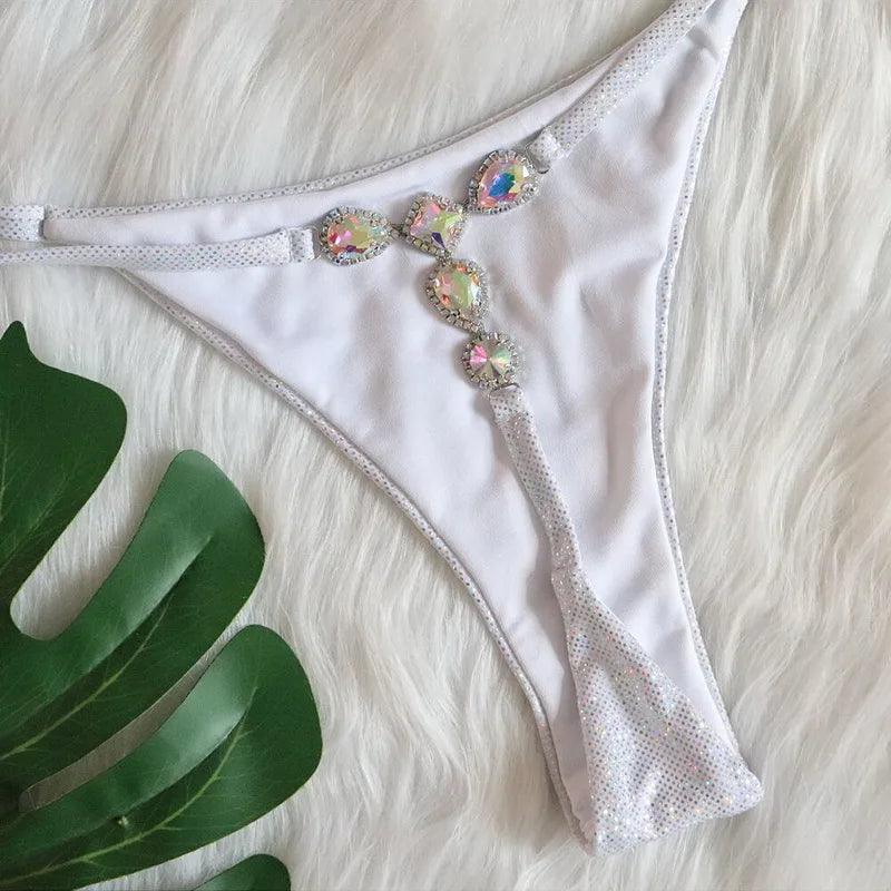 Lysande Diamantglamorös Bikini Set med Rhinestone-Detaljer - WIQ