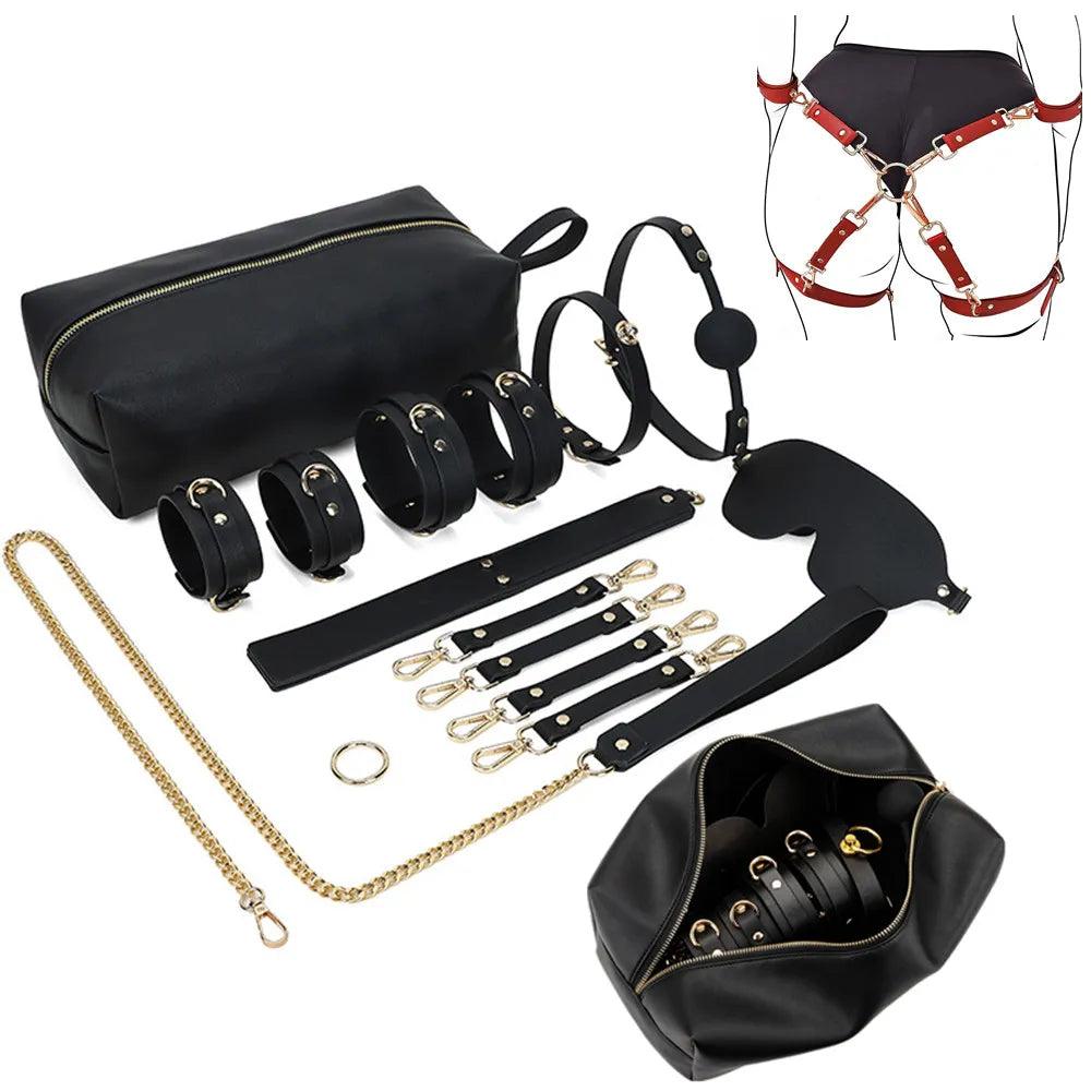 Lyxig Läder BDSM Set för Sensuella Upplevelser - WIQ