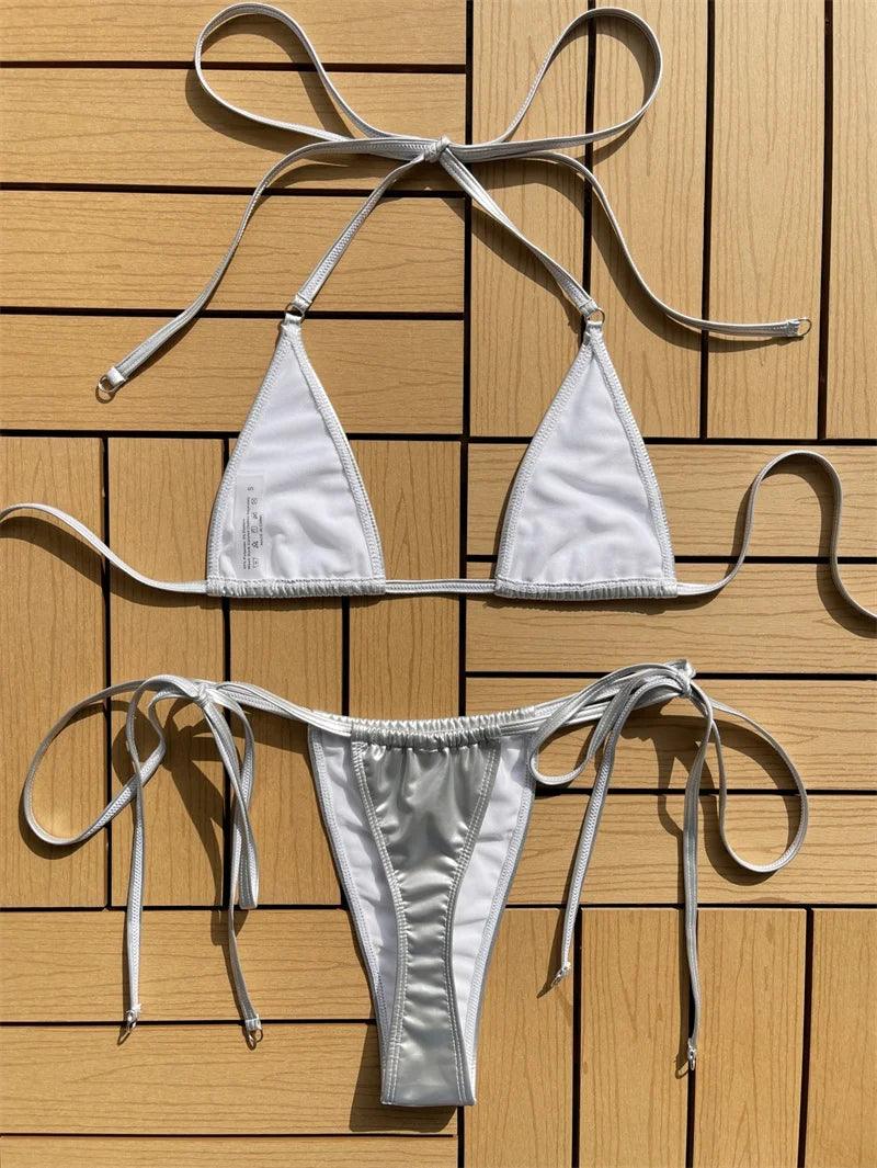 Lyxig PU Läder Bikini Set för Strand och Pool - WIQ