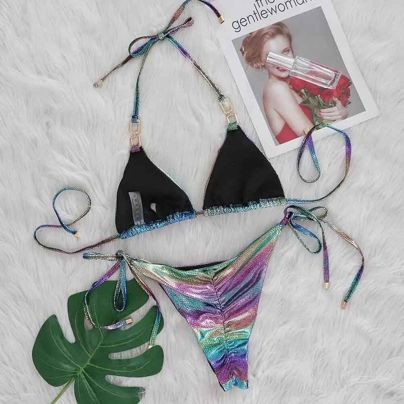 Lyxig Rhinestone Bikini - Förbättrad Silhuett, Push-Up-Effekt - WIQ