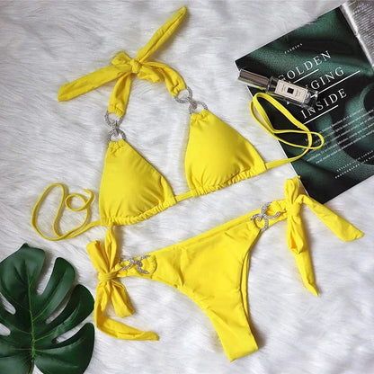 Lyxig Rhinestone Bikini Set för Strandsstil - WIQ