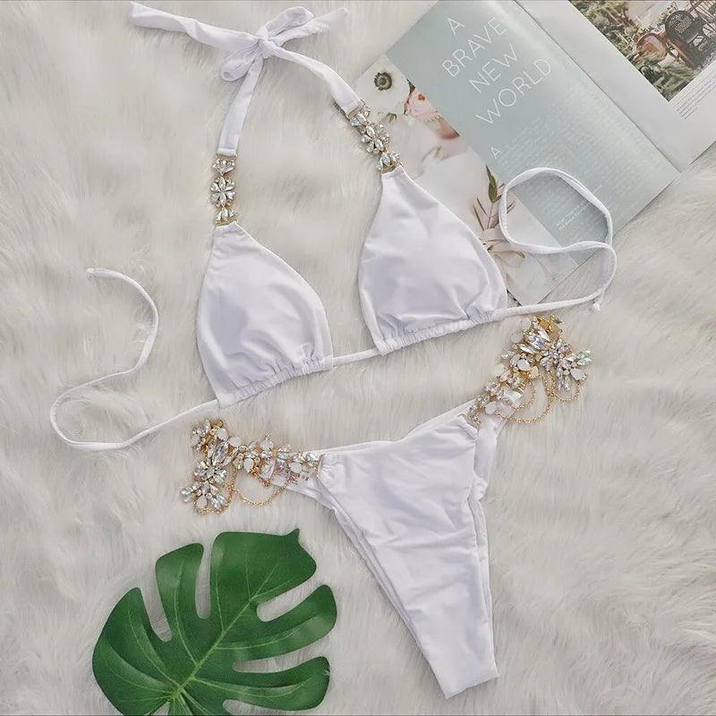 Lyxig Rhinestones Brazilia Bikini Set - Skimrande Strandklädsel - WIQ