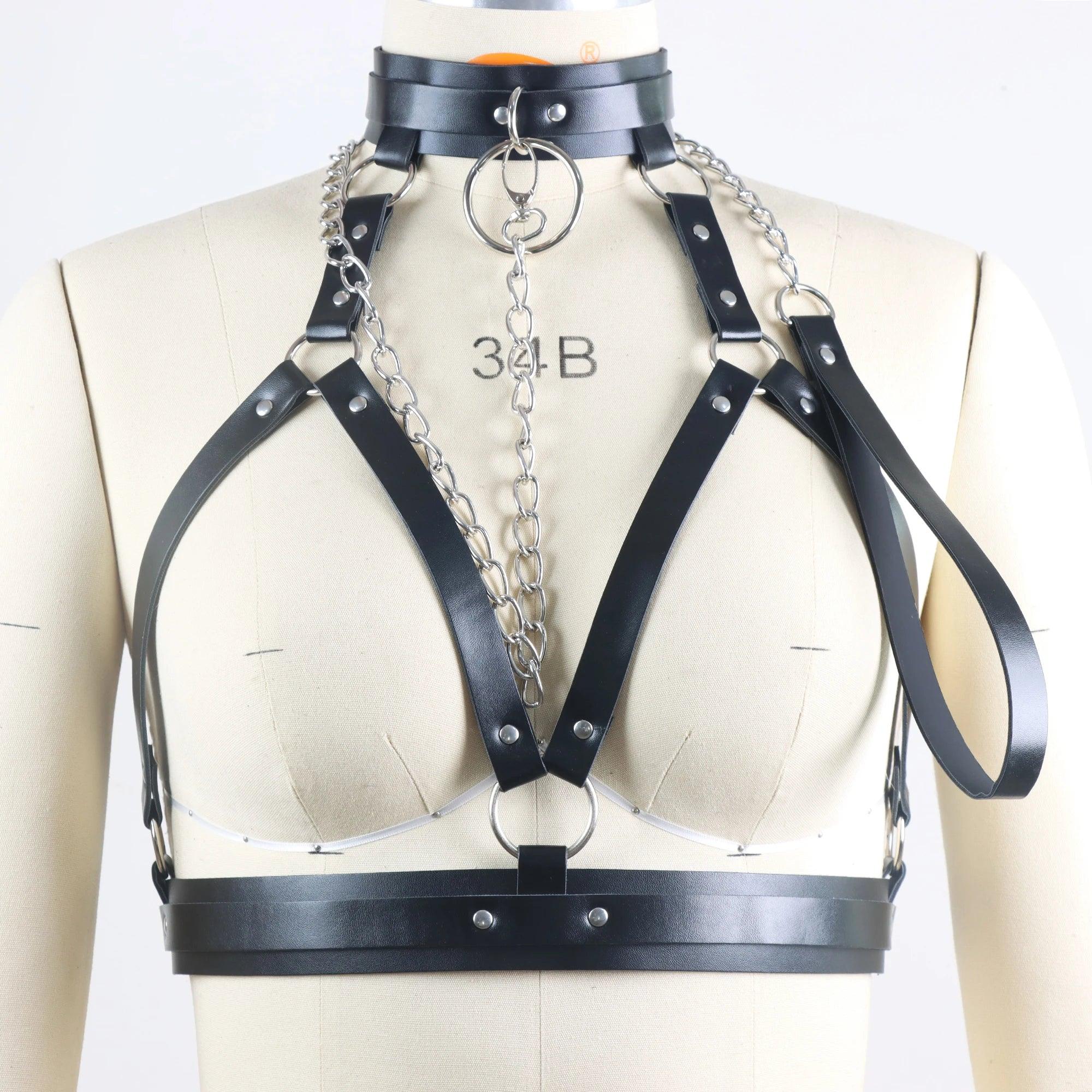 Lyxigt Läder Gothic Choker Harness - Stilfullt Modeuttalande - WIQ