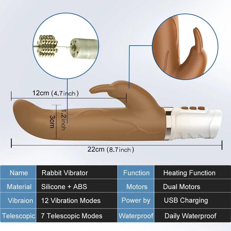 Realistisk Kaninvibrator med Vibrerande och Roterande Funktioner - WIQ