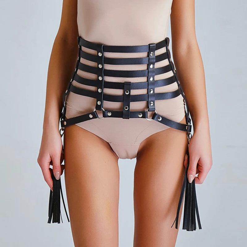 Rebelliskt Läderharness & Goth-Set för Förföriska Styles - WIQ