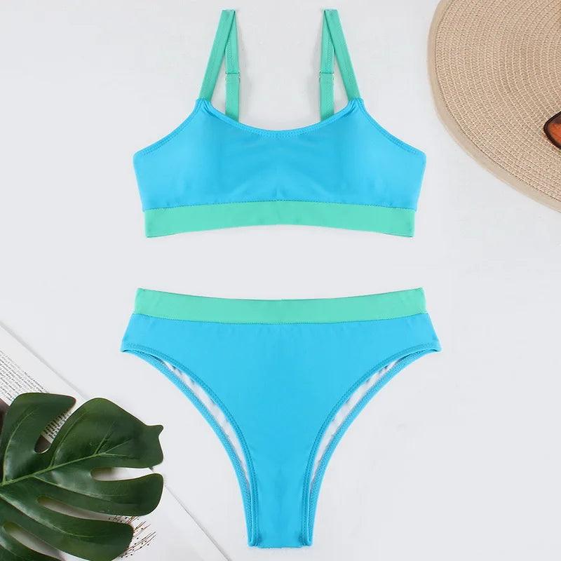 Retro Chic High-Waisted Bikini Set för Sommardagar - WIQ