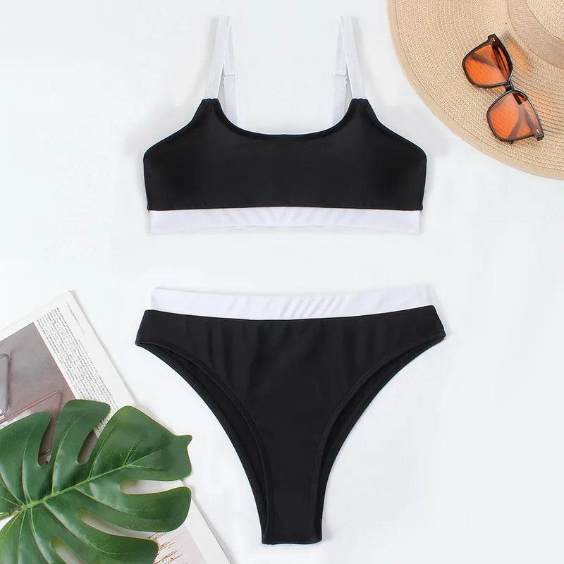 Retro Chic High-Waisted Bikini Set för Sommardagar - WIQ