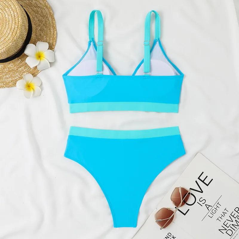 Retro Chic Hög Midja Bikini Set för Stranden - WIQ