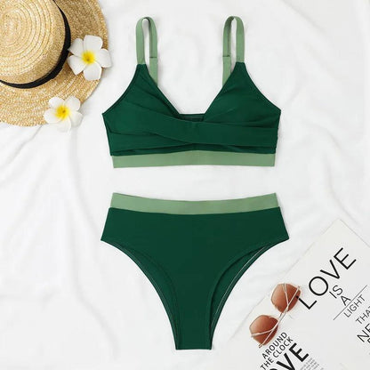 Retro Chic Hög Midja Bikini Set för Stranden - WIQ