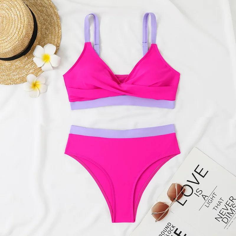 Retro Chic Hög Midja Bikini Set för Stranden - WIQ