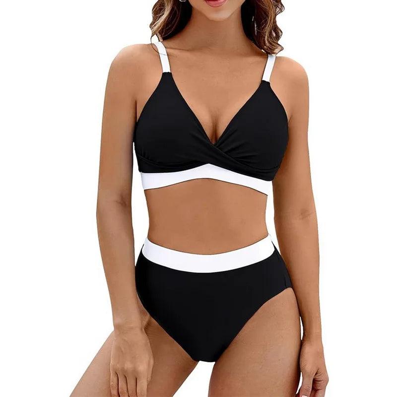 Retro Chic Hög Midja Bikini Set för Stranden - WIQ