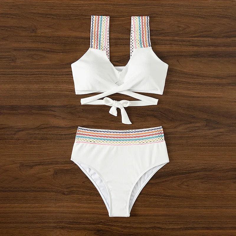 Retro Chic Hög Midja Bikini Set - Snygga Badkläder - WIQ