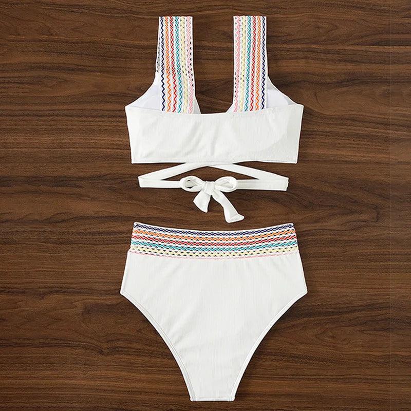 Retro Chic Hög Midja Bikini Set - Snygga Badkläder - WIQ