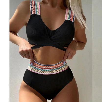 Retro Chic Hög Midja Bikini Set - Snygga Badkläder - WIQ