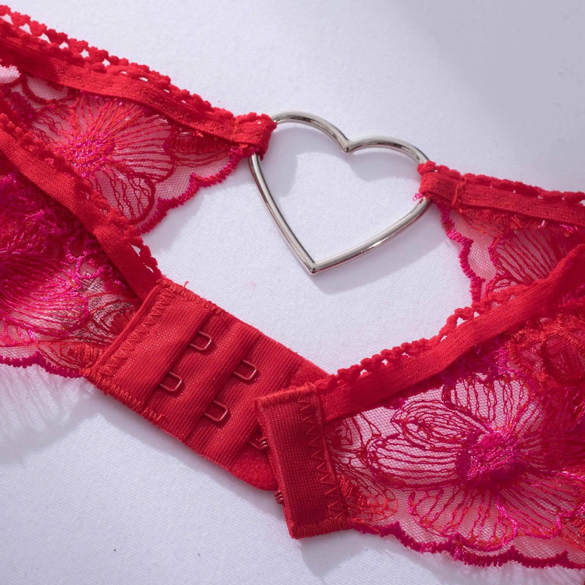 Romantisk Röd Spets Underklädes Set - Förförisk Elegans och Komfort - WIQ