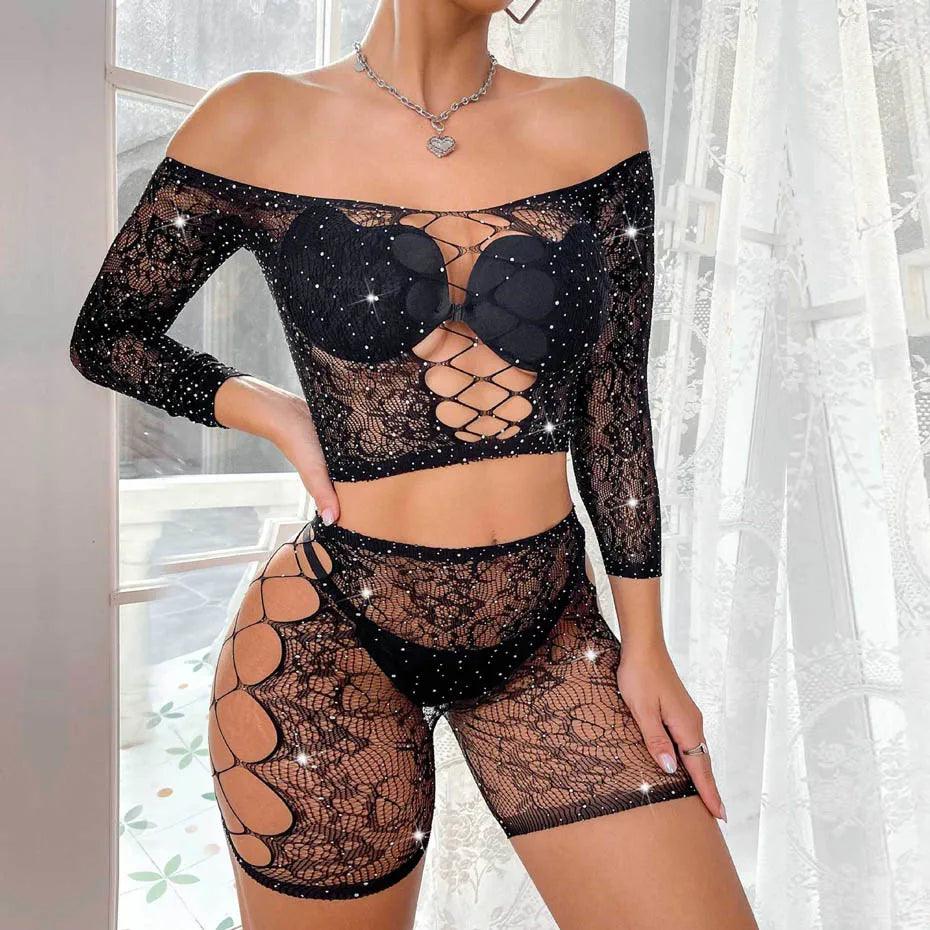 Sensuell Diamantnät Bodystocking - Elegans och Förtrollning - WIQ