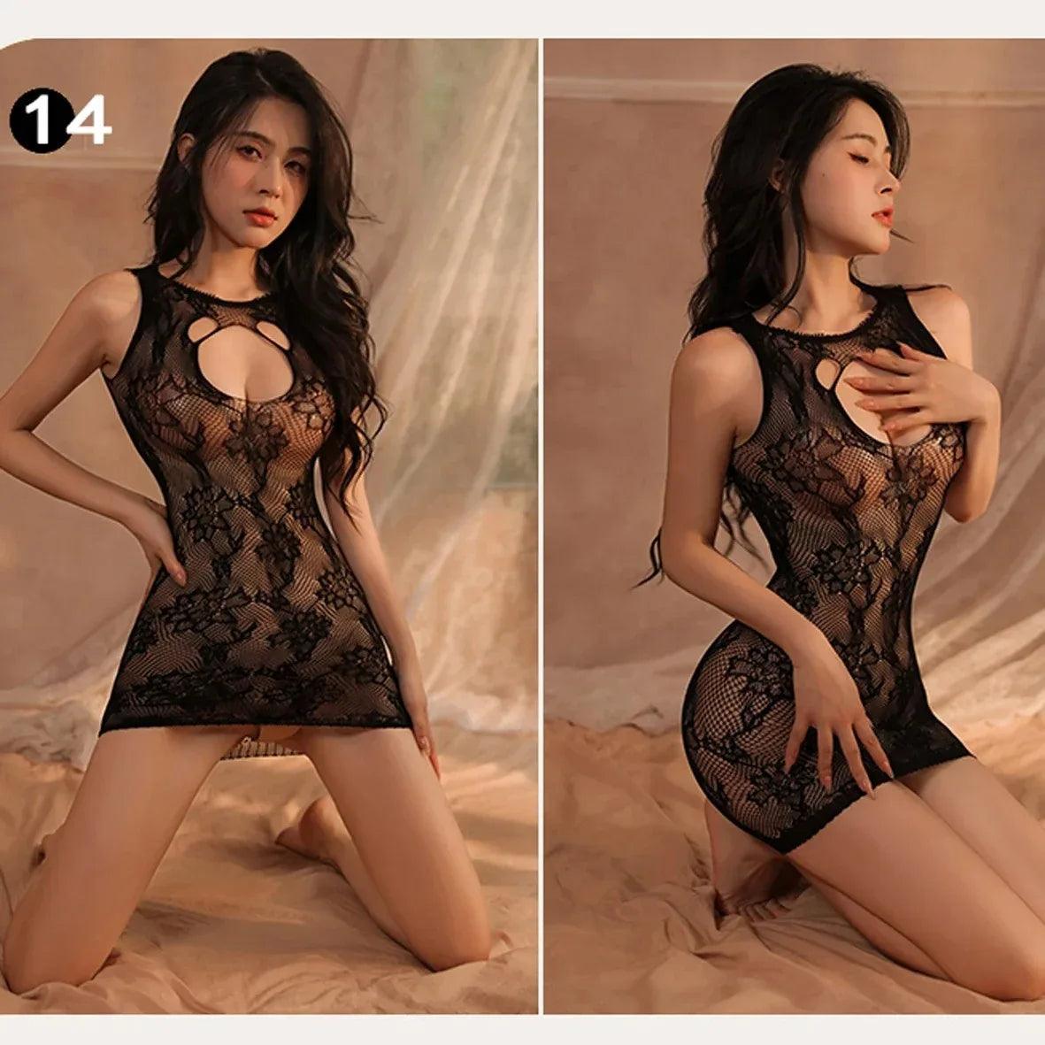 Sensuell Fishnet Bodysuit med Öppen Gren - WIQ