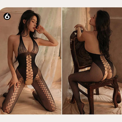 Sensuell Fishnet Bodysuit med Öppen Gren - WIQ