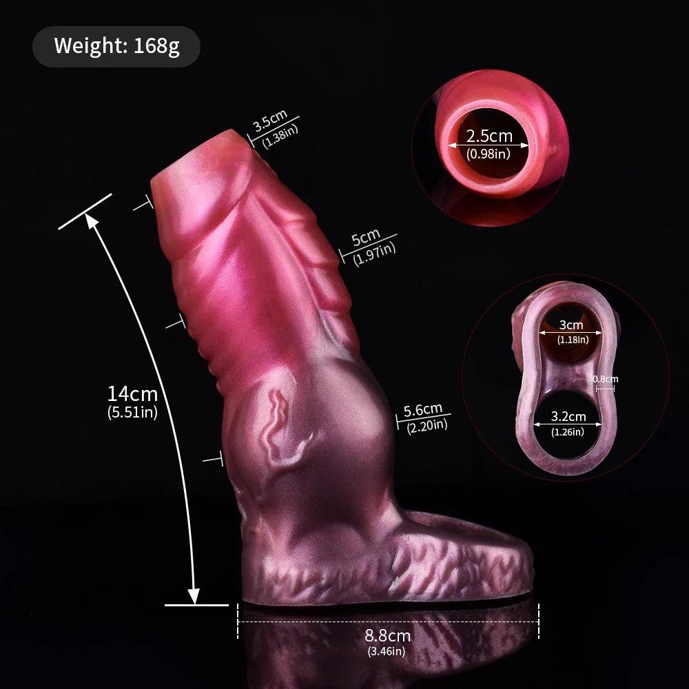 Silikon Fantasy Knot Dildo Sleeve - Ribbad Yta - Män sexleksak - WIQ