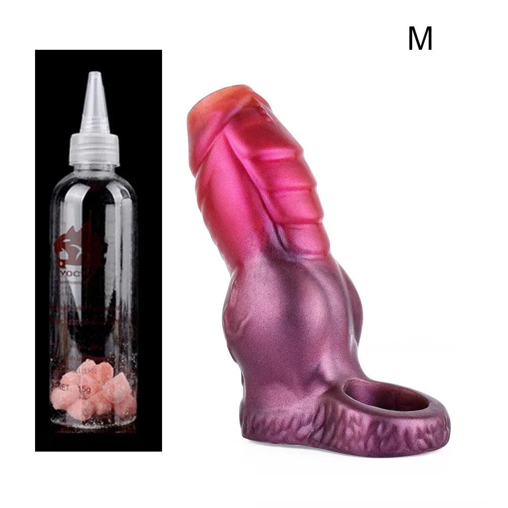 Silikon Fantasy Knot Dildo Sleeve - Ribbad Yta - Män sexleksak - WIQ