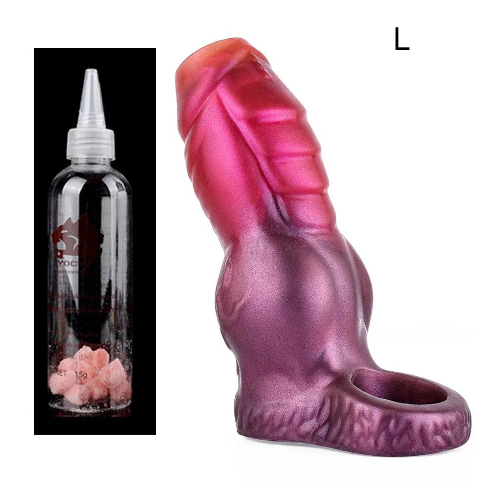 Silikon Fantasy Knot Dildo Sleeve - Ribbad Yta - Män sexleksak - WIQ