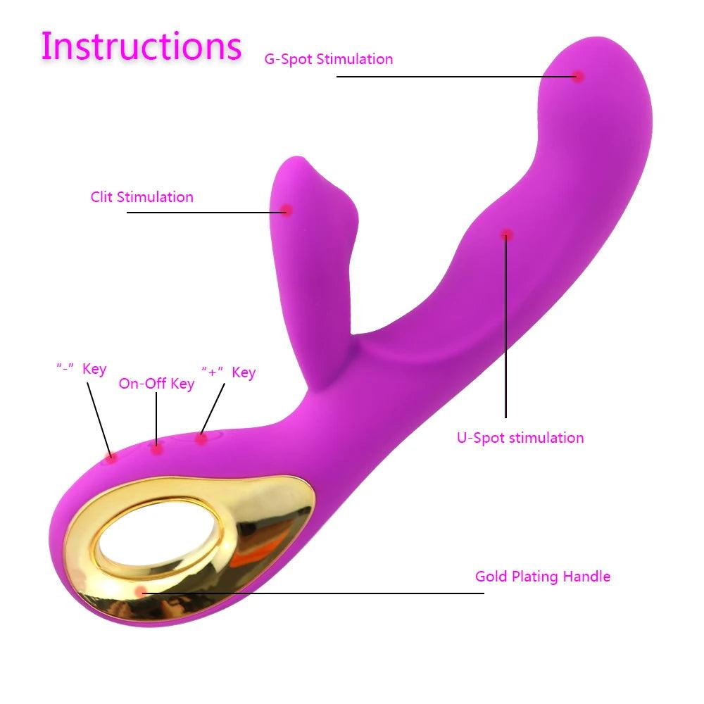 Silikonvibrator med Dubbel Stimulering och 10 Vibrationslägen - WIQ