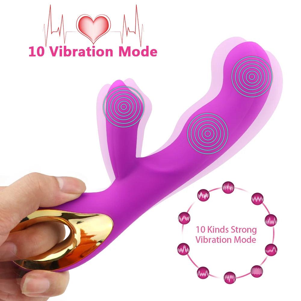 Silikonvibrator med Dubbel Stimulering och 10 Vibrationslägen - WIQ