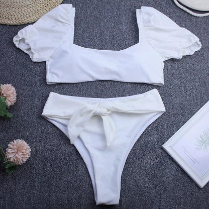 Solidt Puffärm Bikini-set - Strandklar elegans och självförtroendeBOOST - WIQ